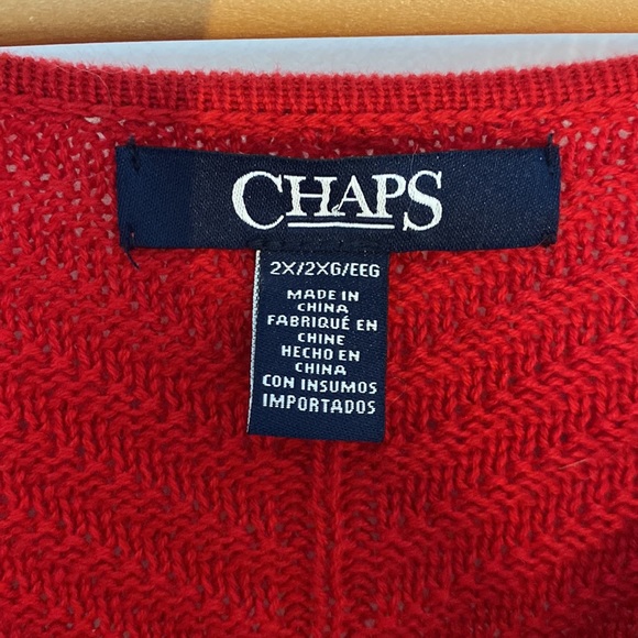 CHAPS - red sweater cotton size 2X - Picture 3 of 5